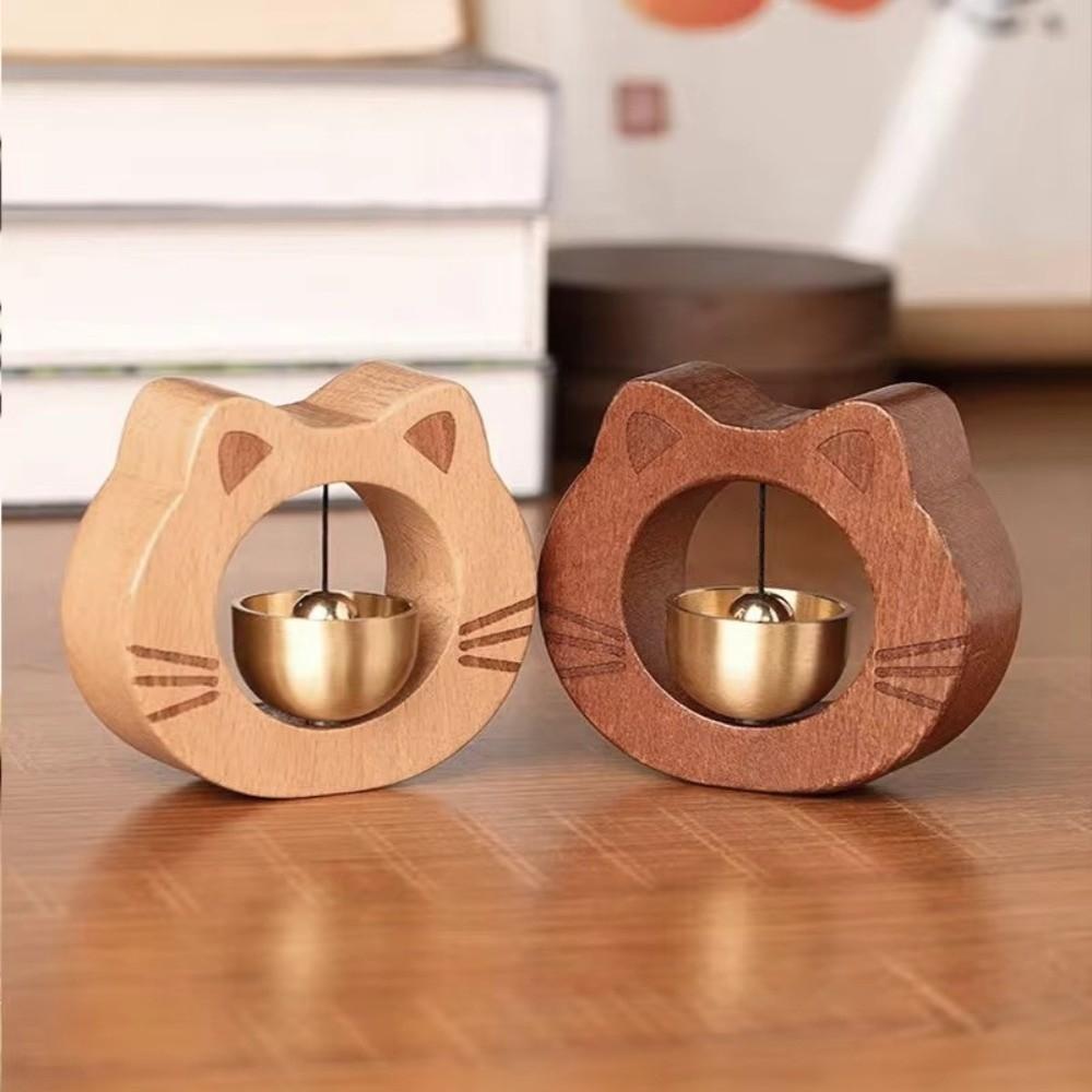 Wall Hanging Entrance Chime Magnetic Wind Chime Cute Cat Wooden Doorbell Apartment