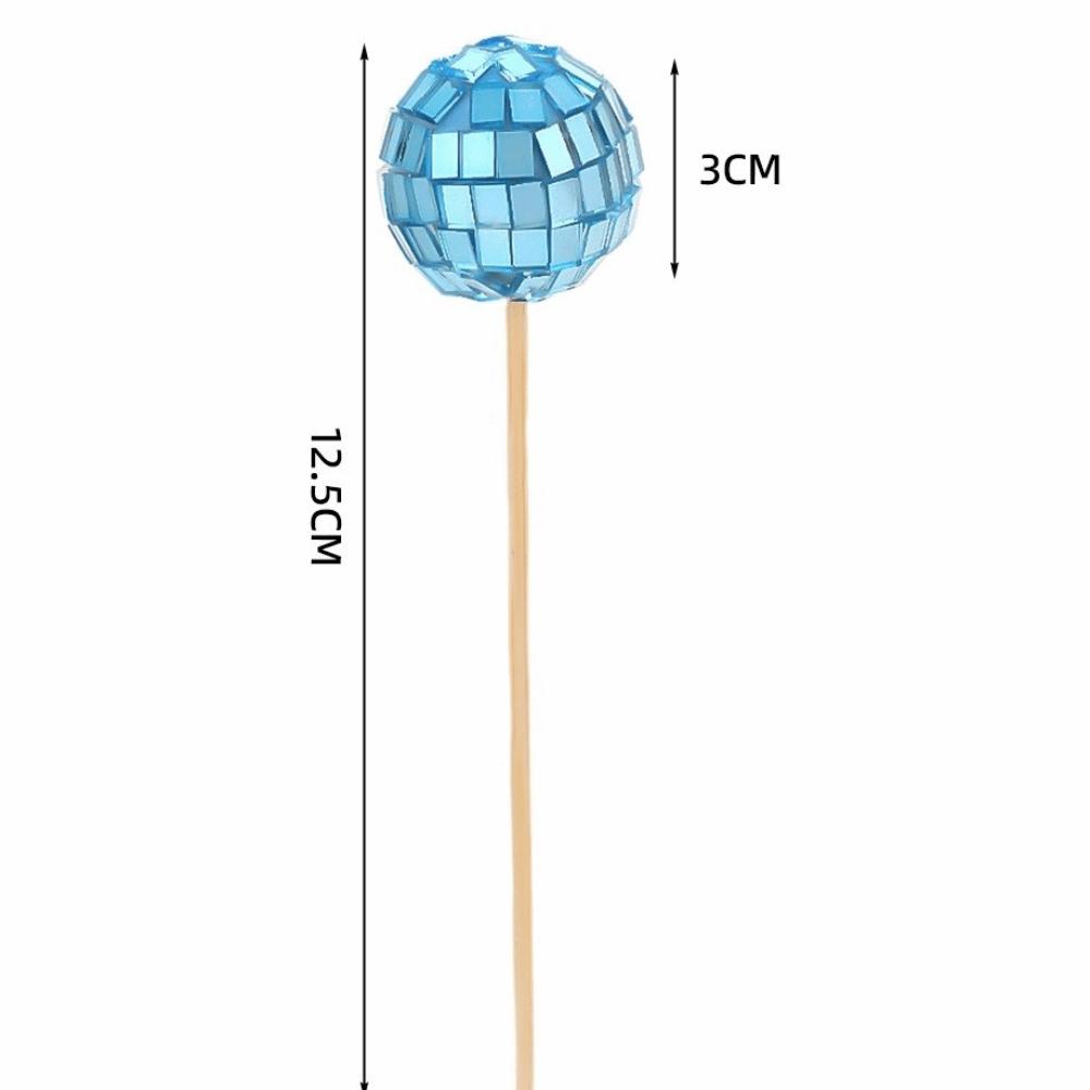 

New Retro Disco Ball Cake Toppers 70s 80s Style 3cm Disco Mirror Ball Baking With Wooden Stick Cake Decoration Carnival Party синий