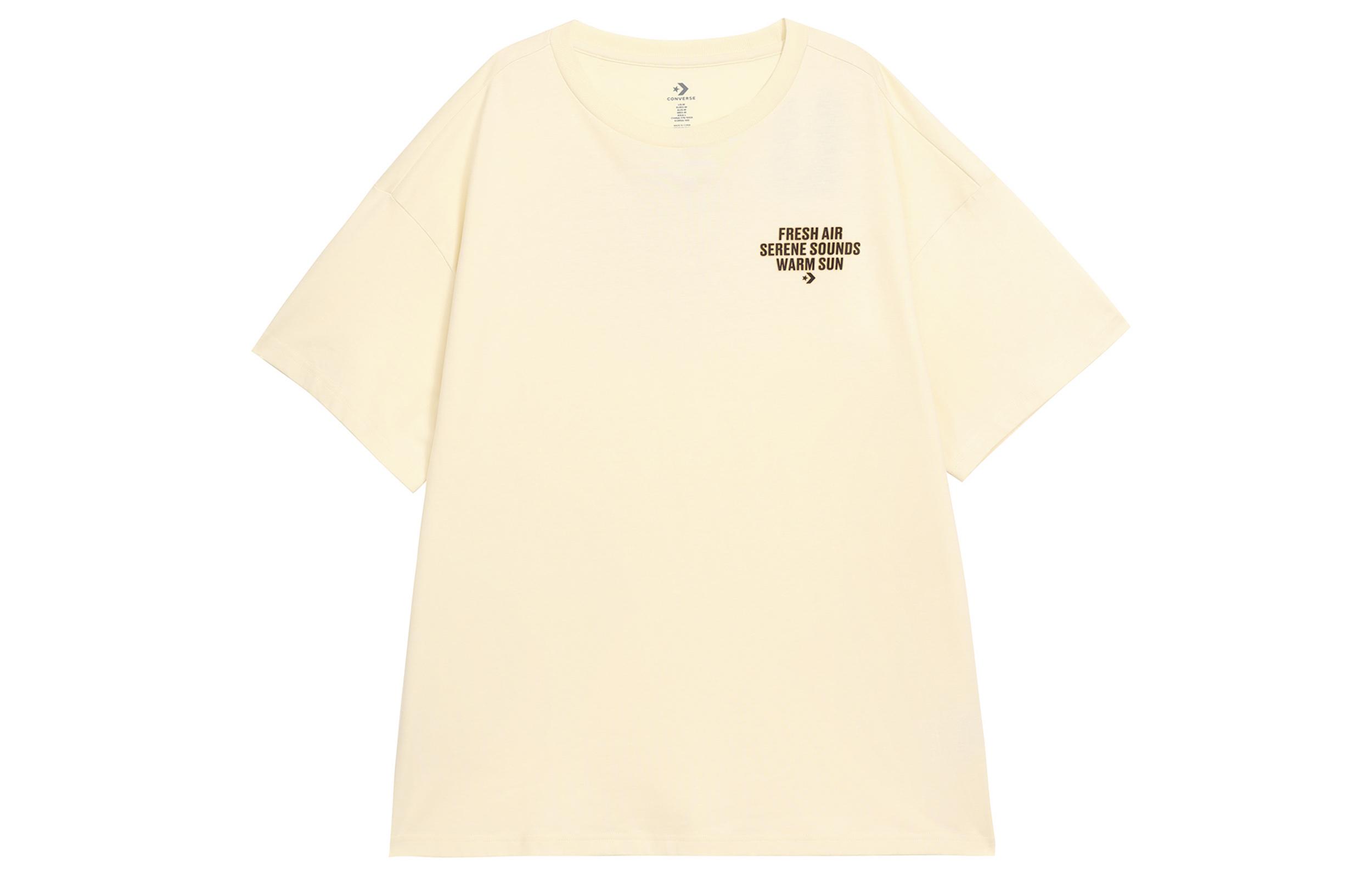 Converse T Shirts Unisex Beige Crew Neck Moderate Straight Fit 10025852-A02 S