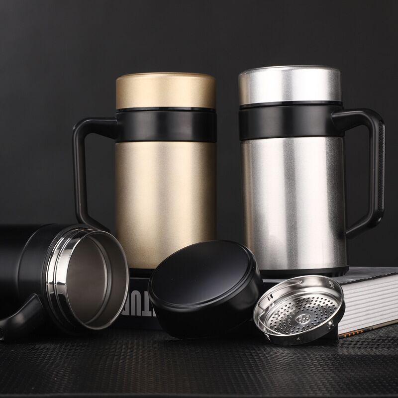 304 Stainless Steel Double-Layer Thermal Tea Cup with Infuser, Free Logo Engraving