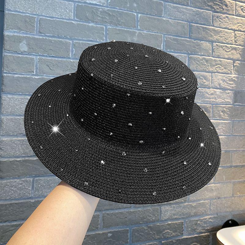 Summer skin-friendly and breathable versatile sun hat, new handmade diamond fashion fisherman hat outdoor outing hat