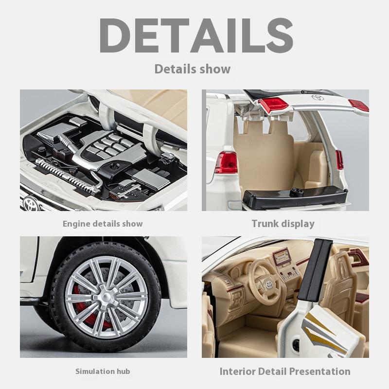1/24 Scale Toyota LAND CRUISER Off Road SUV Alloy Metal Diecast Car Model Simulated Sound and Light Model Toys for Boys Collection