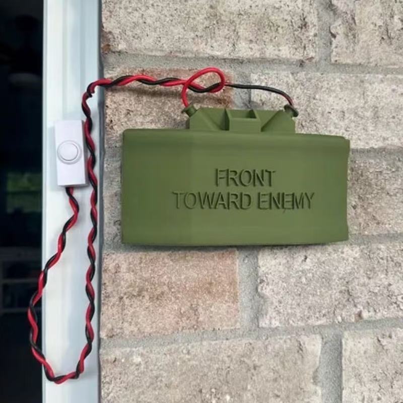Doorbell Sign for Joke Gag Pranks Gift Front Toward Enemy Fake Mine Wire Prop Replicant Do Not Knock Disturb Ringer Doorbell Door Bell Button Cover