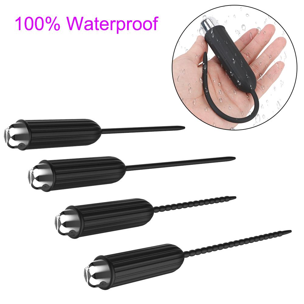 IKOKY Insertion Urethral Plug 10 Frequency Soft Urethral Sound Dilator Sex Toys for Man Penis Plug Catheter with Bullet Vibrator