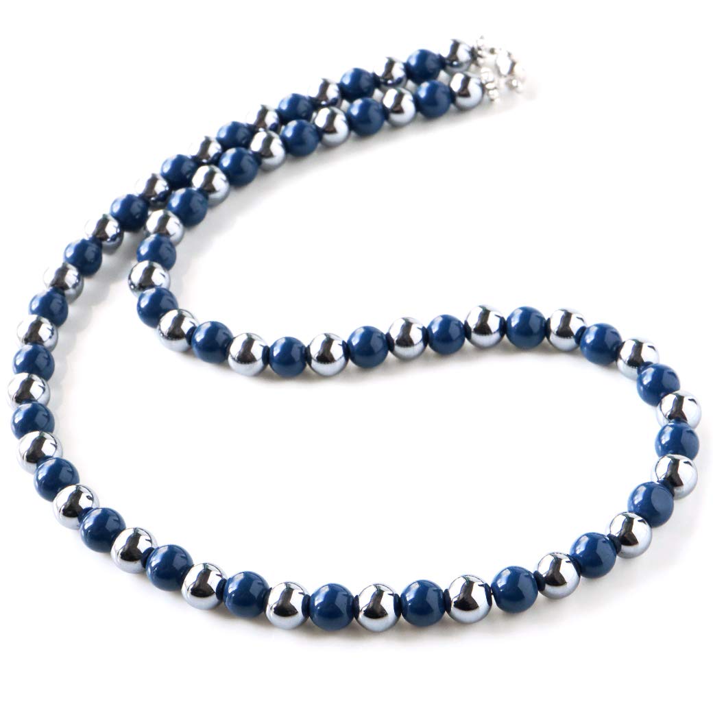

Terahertz Beitou Stone Necklace 6mm Blue Hokutolite Easy to wear Magnetic type Length 40cm [GOLD STONE] approx.
