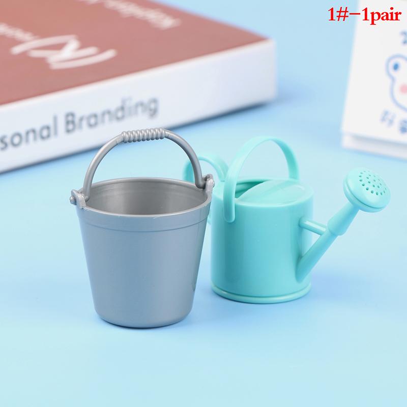 1Set Dollhouse Miniature Bucket Watering Can Model Plant Watering Tool Garden Decor Toy