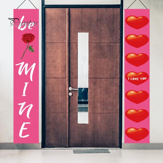 

1 пара дверных знаков ко Дню святого Валентина, подвесные украшения со шнурком, изысканный узор, износостойкий подвесной декор в виде куплета