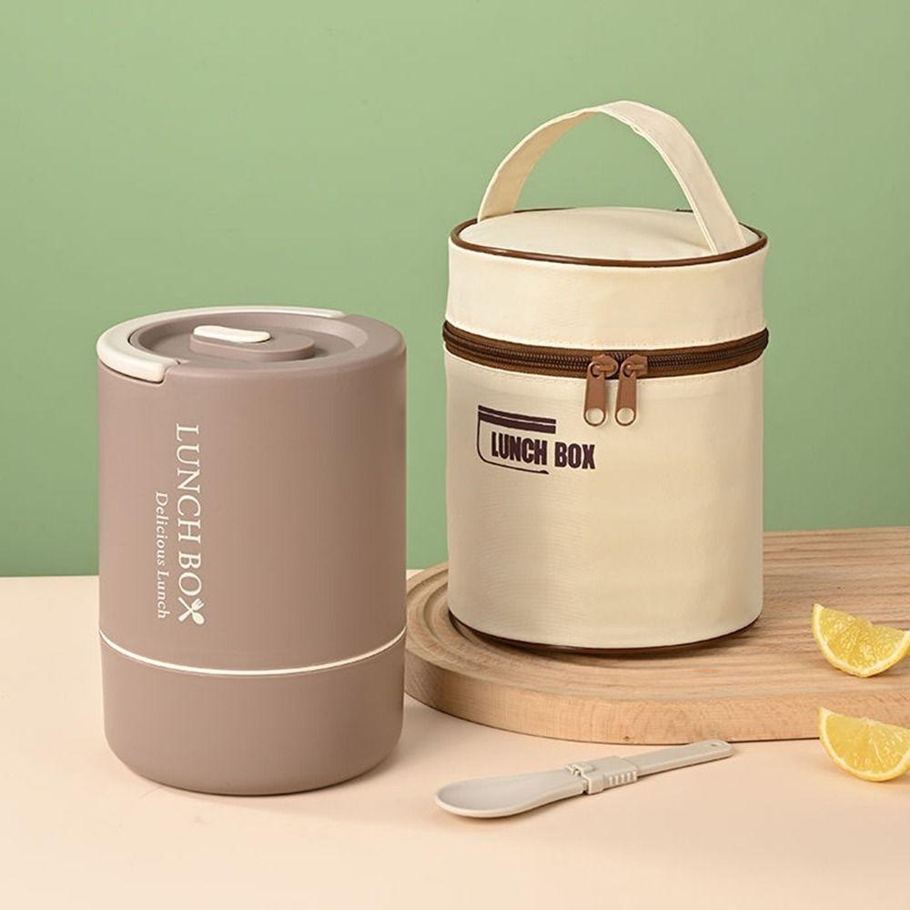 Large Capacity Thermal Lunch Box Round Insulated Lunch Box Portable Lunch Container Set  School