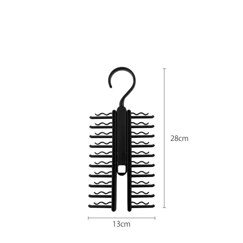 Tie Hanger Rotatable Necktie Storage Rack Clothes Hanger Organizer 20 Rows Large Capacity Belt Hooks Closet Skidproof Tie Clamp
