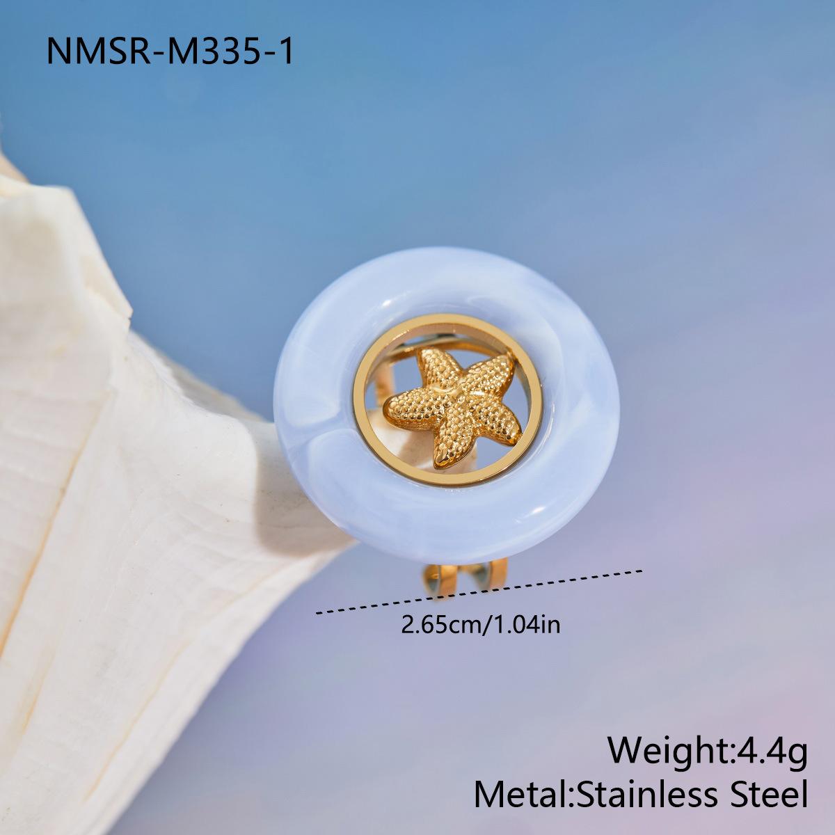 GEMCHIC Women s Stainless Steel Resin Round Ring 18K Gold Plated Vacation Style Finger Ring