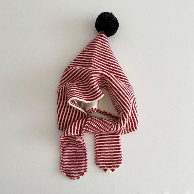 Kids Autumn-Winter Warm Thick Knit Hat Scarf Set Versatile Wool Knitted Ear Protector Cap Skullies For Boys And Girls