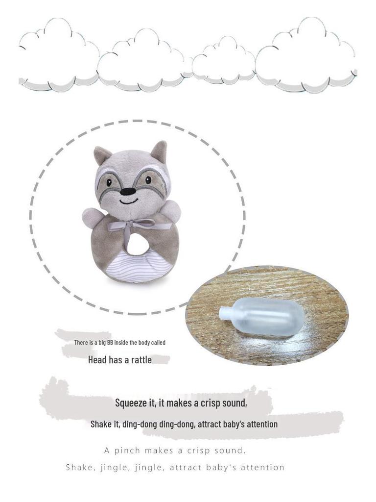 BBSKY Plush Animal Baby Rattle Stick – Hand Grip Toy for Infants