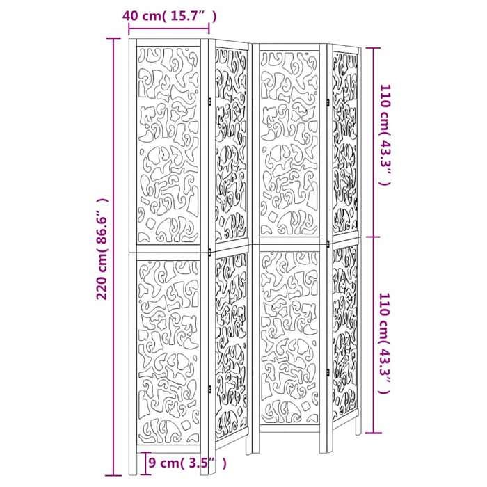 VidaXL Room Divider 4 Panels, Room Separator, Privacy Screen, Living Room Bedroom Screen, White Wood 358740