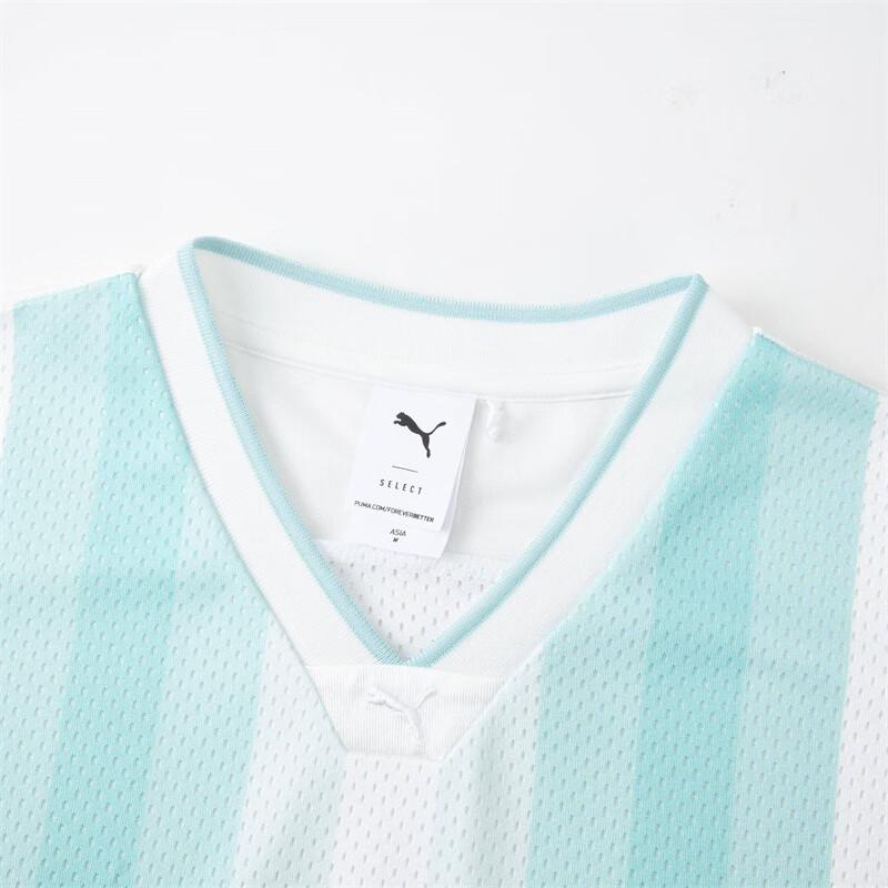 PUMA Color Block Loose V-Neck Pullover Short Sleeve T-Shirt Unisex Tops White 628234-02