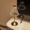 Modern LED Crystal Table Lamp with Touch Control - Tri-Tone Lighting, Wrought Iron Base, Rechargeable Battery