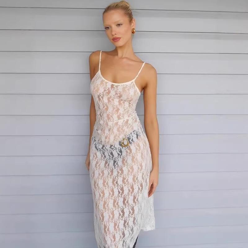 2026 High-End Women's Lace Skirt Set: Elegant See-Through Two-Piece with Flirty, Sexy Appeal