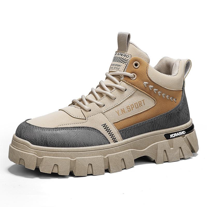 

Fashion Shoes for Men Fashion High Quality Leather High-top Men Shoes Outdoor Tooling Soft Sole Comfort Leisure Ankle Boots Botas Hombre 44 хаки