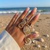 Ocean Style Starfish Seahorse Conch Shell Imitation Pearl Ring 3-Piece Set Creative Exaggerated Beach Vacation Style Ring