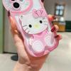 Crossbody Cat iPhone 17 Series Case: Makeup Mirror & Stand Combo