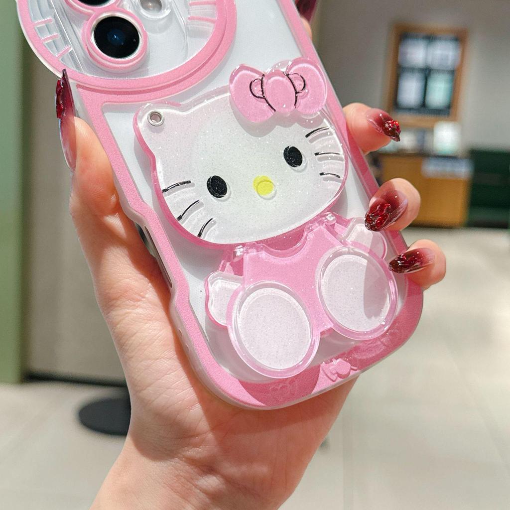 Crossbody Cat iPhone 17 Series Case: Makeup Mirror & Stand Combo