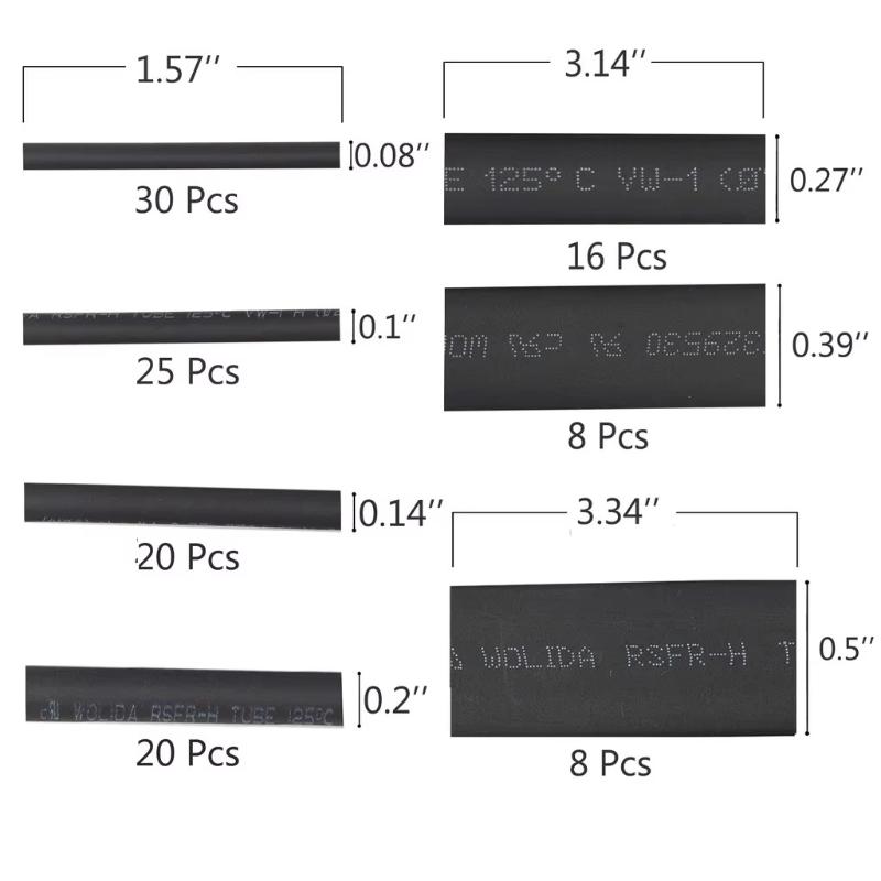 127Pcs Heat Shrink Tubing Ratio Heat Shrink Electrical Wire Cable Wrap Assortment Insulation Protection Tube