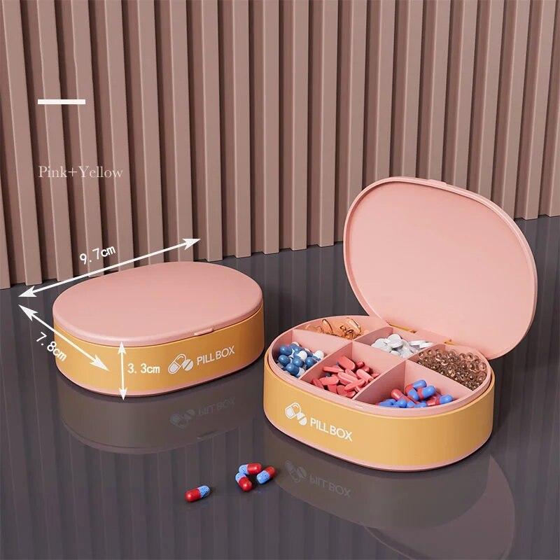 1 Pcs 6 Grids Medicine Box Pill Box Vitamins Container Travel Pills Case Storage Capsules Tablets Fish Oils Plastic Box Pill
