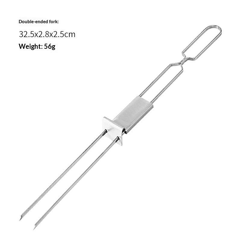 1Pcs Kabob Skewers For Grilling Stainless Steel Flat Bbq Skewers With Quick Release Metal Sliding Handle