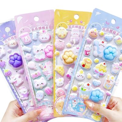 Autocollant Mignon Gonflé pour Enfants, Autocollant Design 3D pour Garçons Filles, Réutilisable Petit Autocollant pour Coque de Téléphone Carnet Loisirs Créatifs