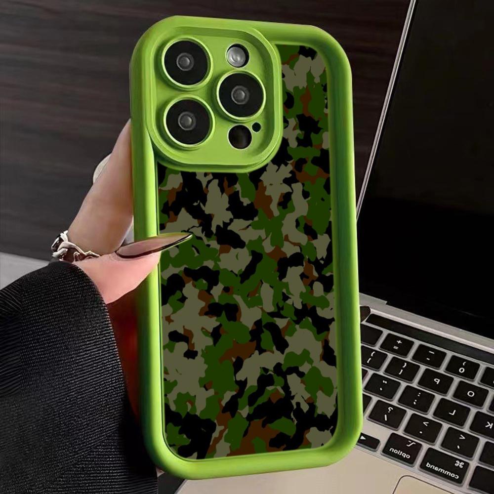 LZ6 Camouflage Camo Design Silicone Phone Case for iPhone 11 13 14 15 16 Pro Max 7 8 16 Plus 12 mini XS Max XR Shockproof Back Cover