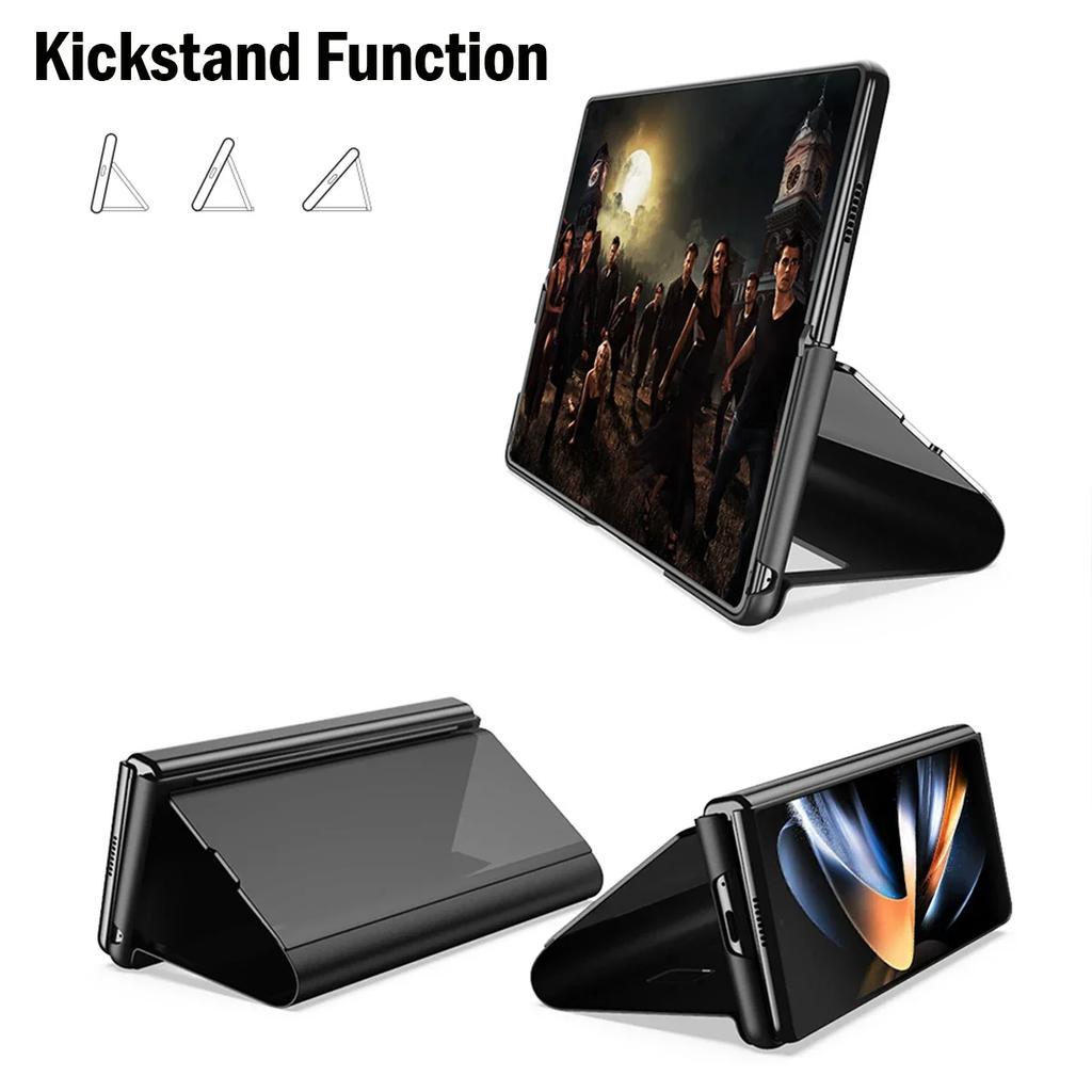 Špičkové kožené flipové pouzdro pro Samsung Galaxy Z Fold 7 6 5 4 3 5G Pokovené zrcátko Smart View Business Ochranný kryt proti pádu