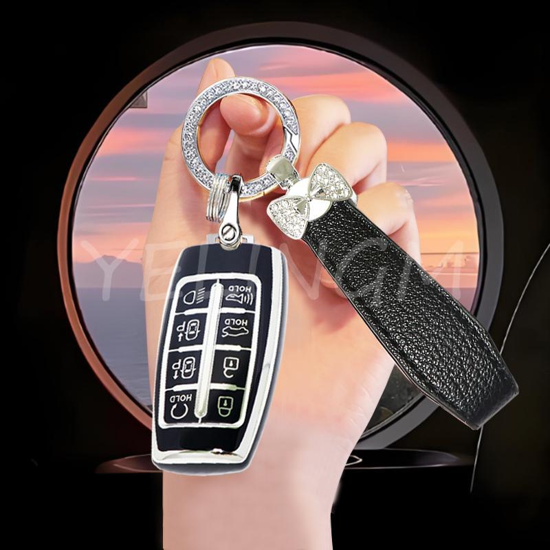 8 Buttons Tpu Car Key Cover Case For Hyundai Genesis G80 Gv70 Gv80     Remote Key Holder Auto Accessories