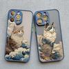 Japanese Anime Style Case For iPhone 16 14 15 Plus Pro Max XS X XR SE2 Cat Case For iPhone 7 8 11 12 13 Mini Shockproof Covers
