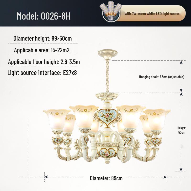 European Retro Resin Chandelier for Living Room, Restaurant, or Bedroom - Warm Atmosphere and Unique Style