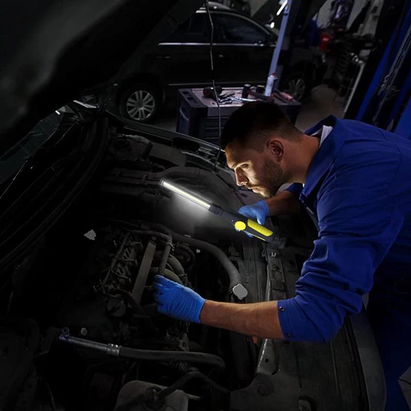 1/3Pcs Portable COB Work Light USB Rechargeable LED Flashlight with Magnetic Base for Car Repair, Home Garage, Emergency