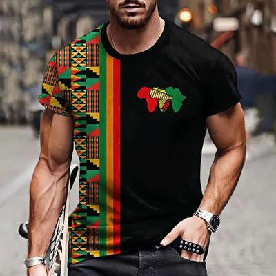 Men’s T Shirt Ethnic Tribal Dashiki T-Shirts African Patterns 3D Print Men Short Sleeve 0 Neck Harajuku Y2k Tees Tops Clothing