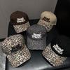 New American Retro Cap, Leopard Print Embroidered Visor, Versatile Letter Baseball Cap, Small Fashion Hat