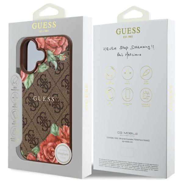Guess Guhmp16Sp4Ropemcw Iphone 16 6.1   Brązowy/Brown Hardcase 4G Flowers Print Magsafe