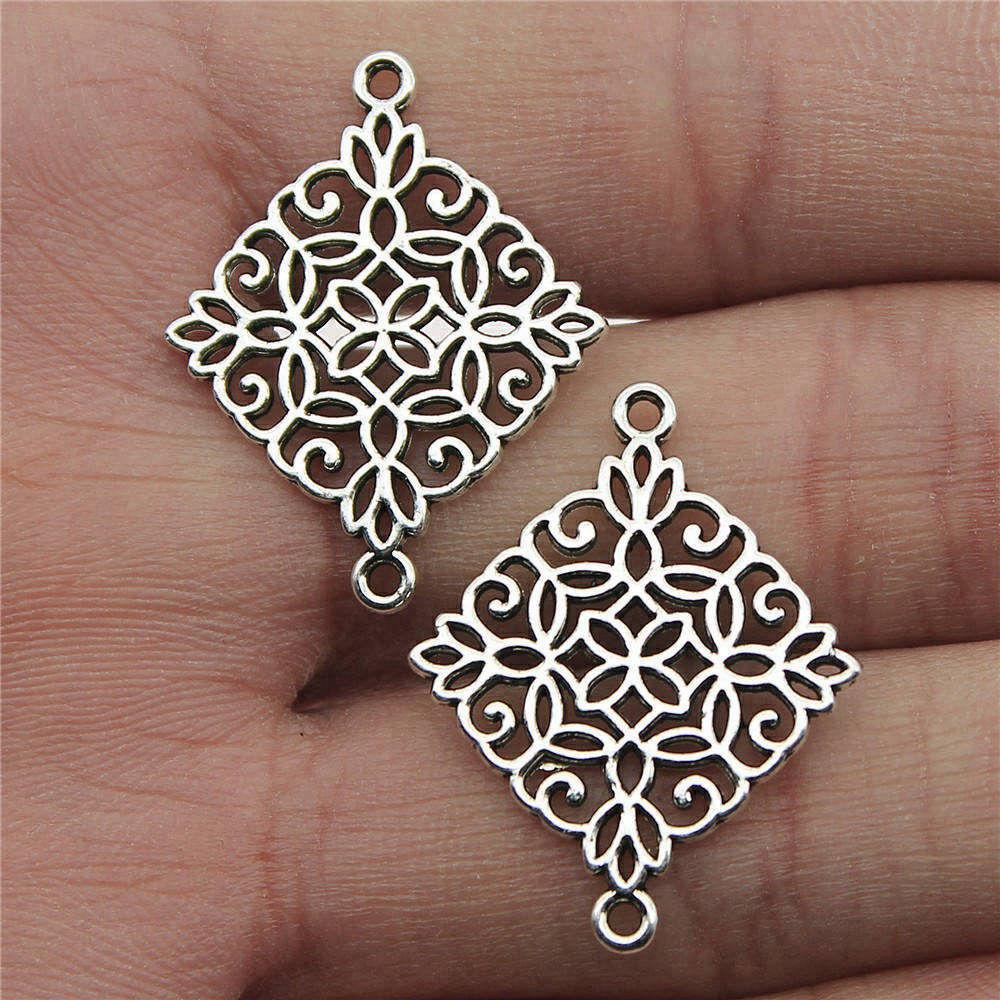 Flower Petal Connectors Botanical Themed Antique Bronze Zinc Alloy Jewelry Making Connect Charms Extender Connectors