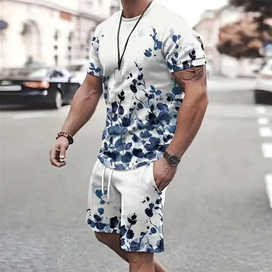 

Летняя мода, футболка, шорты, комплект, темпераментный уличный мужской s, свободный топ с 3D короткими рукавами и градиентным кокосовым принтом, стиль 6XL