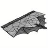 Halloween Lace Curtain Gothic Bat Tablecloth Fireplace Scarf Window Cover for Party Home Decoration Cobweb Halloween