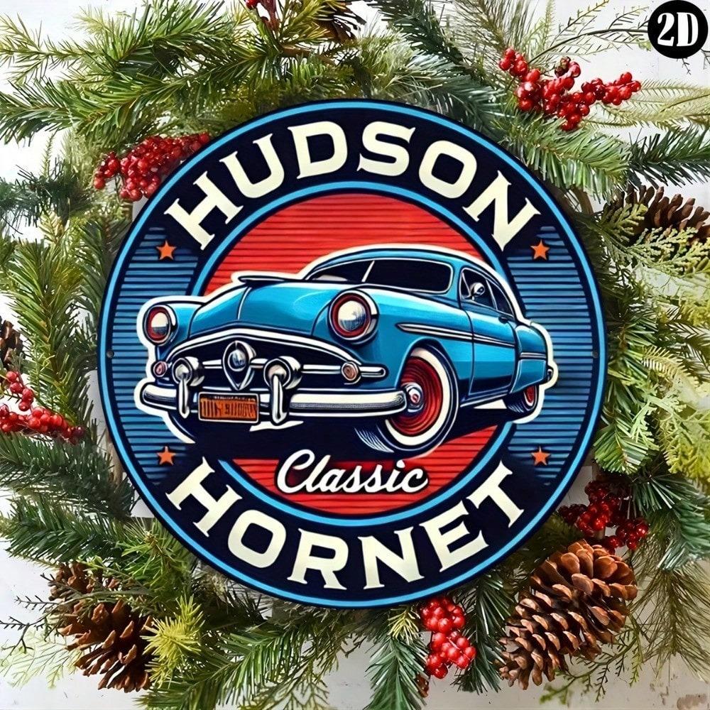 1pc Vintage Hudson Hornet Car Metal Tin Sign Wall Decor Retro Home Cafe Bar Shop Art