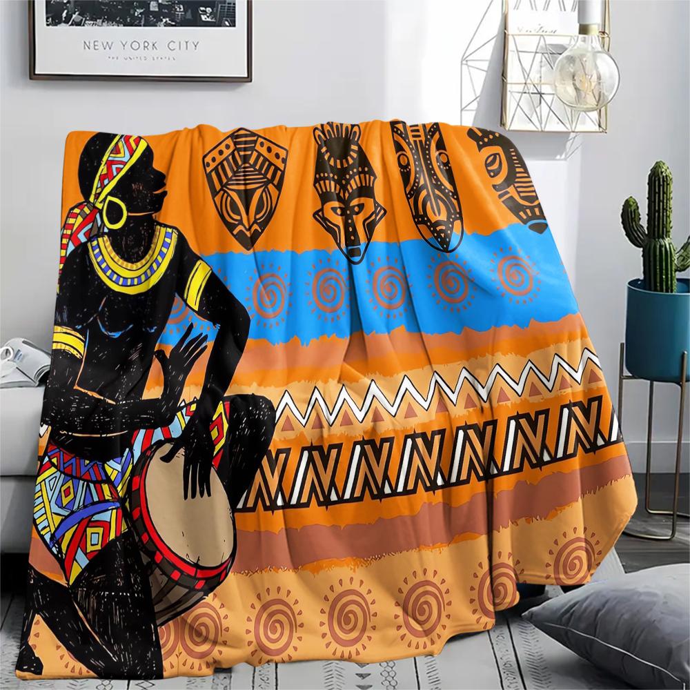 1Pc African Woman Print Flannel Blanket, High Quality Comfortable for All Seasons, Home Decor, Warmth and Comfort, Perfect for Christmas Gifts