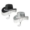 Heavy Diamond Cowboy Hats Tassels Glittered Hat for Disco House Cocktails Parties Vacation Sparkly Tassels for Comedian