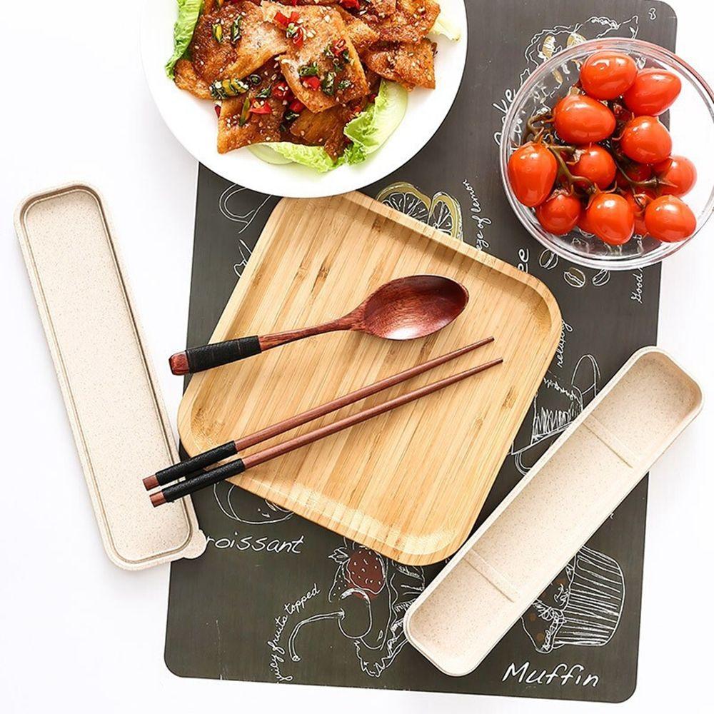 Environmental With Box Wooden Portable Reusable Travel Spoon Dinnerware Chopsticks Cutlery Set