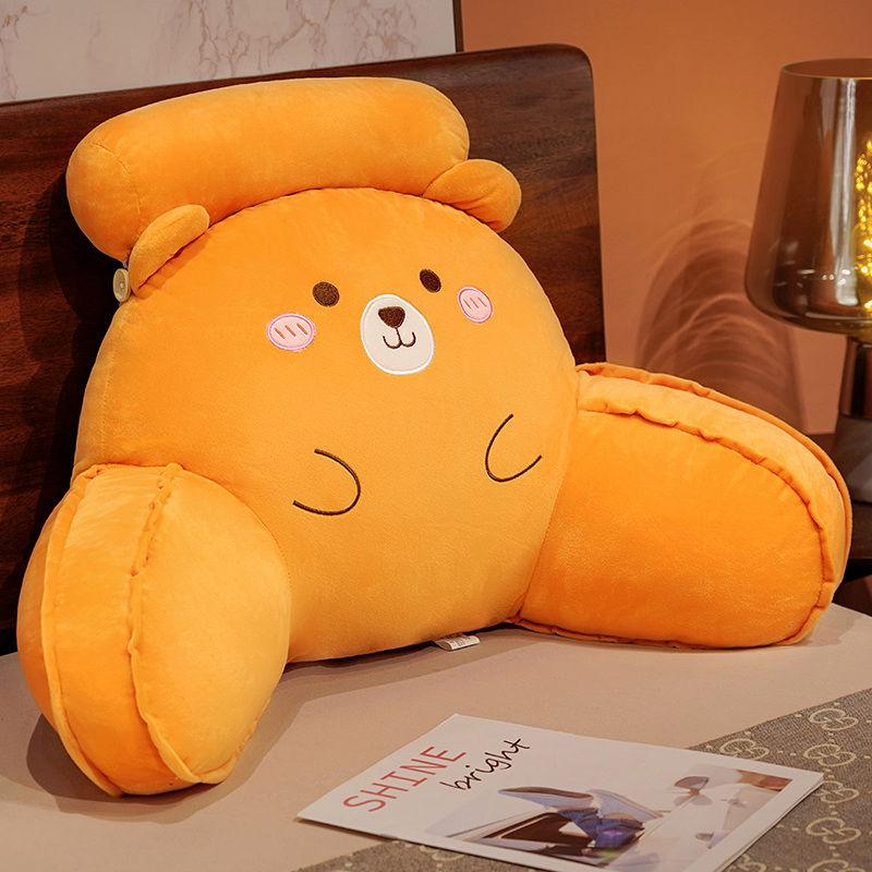 Cute Cartoon Car Headrest Back Cushion Soft Embroidered Plush Lumbar Support Back Pillow Car Seat Waist Protection Accessory Pad