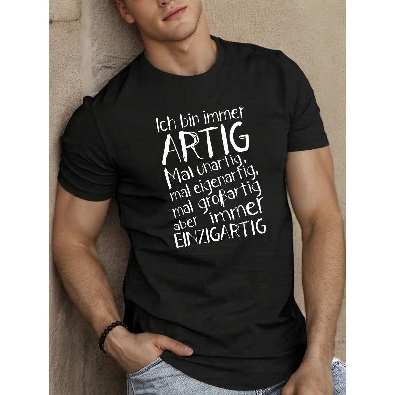 

European Size Ich Bin Immer Artig Men s Short Sleeve T-shirt Summer T-shirt Top XL чорний