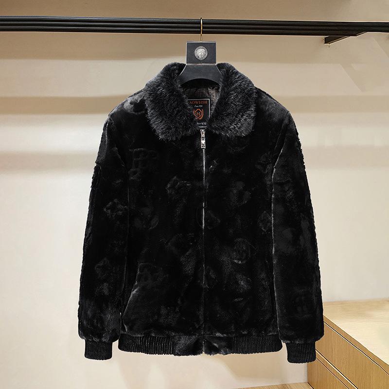 Men's Gold Sable Velvet Jacket: Fashionable Casual Warm Fur Coat for Autumn and Winter