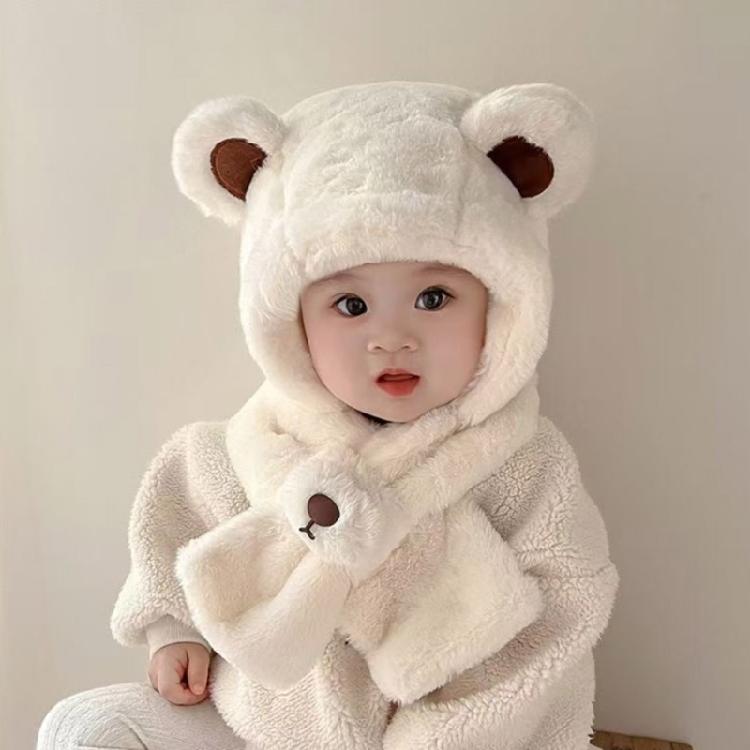 Machine Washable Plush Earflap Cap For Toddlers Kids Cute Bear Decor Thicken Fit