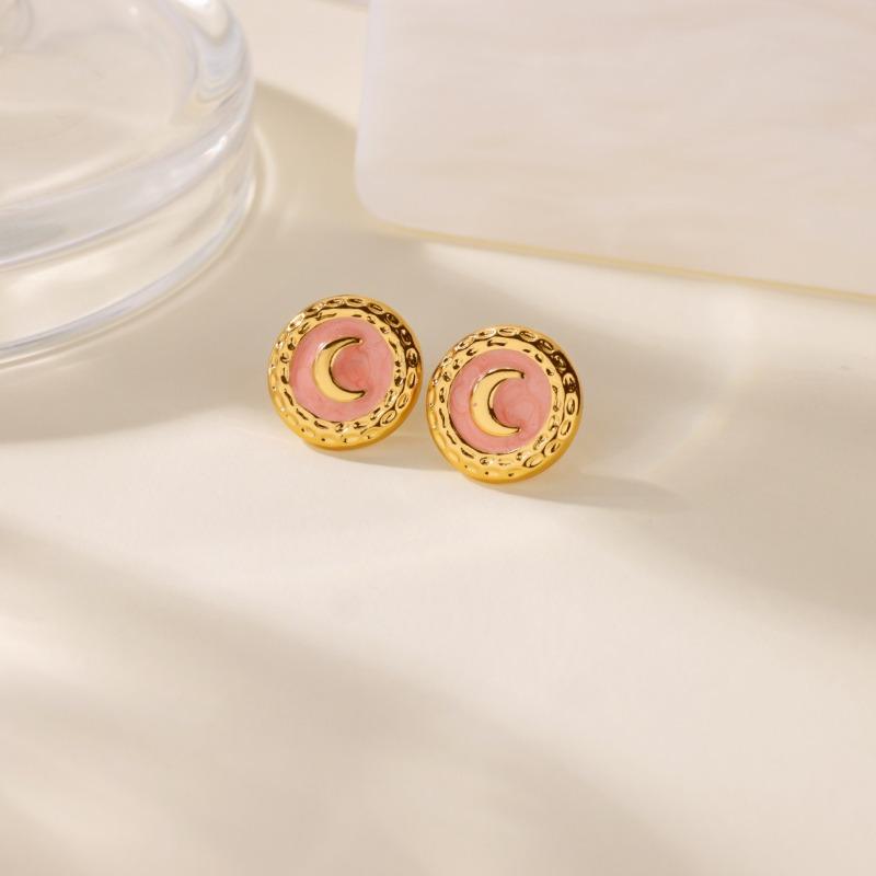 New Light Luxury Moon Oil Stud Earrings Stainless Steel Non-fading Gold-plated Earrings Hot-selling Earrings Jewelry