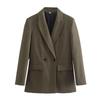 Vintage Long Sleeve Pockets  Women Fashion Double Breasted Loose Fitting Blazer Coat Chic Veste Plus Size